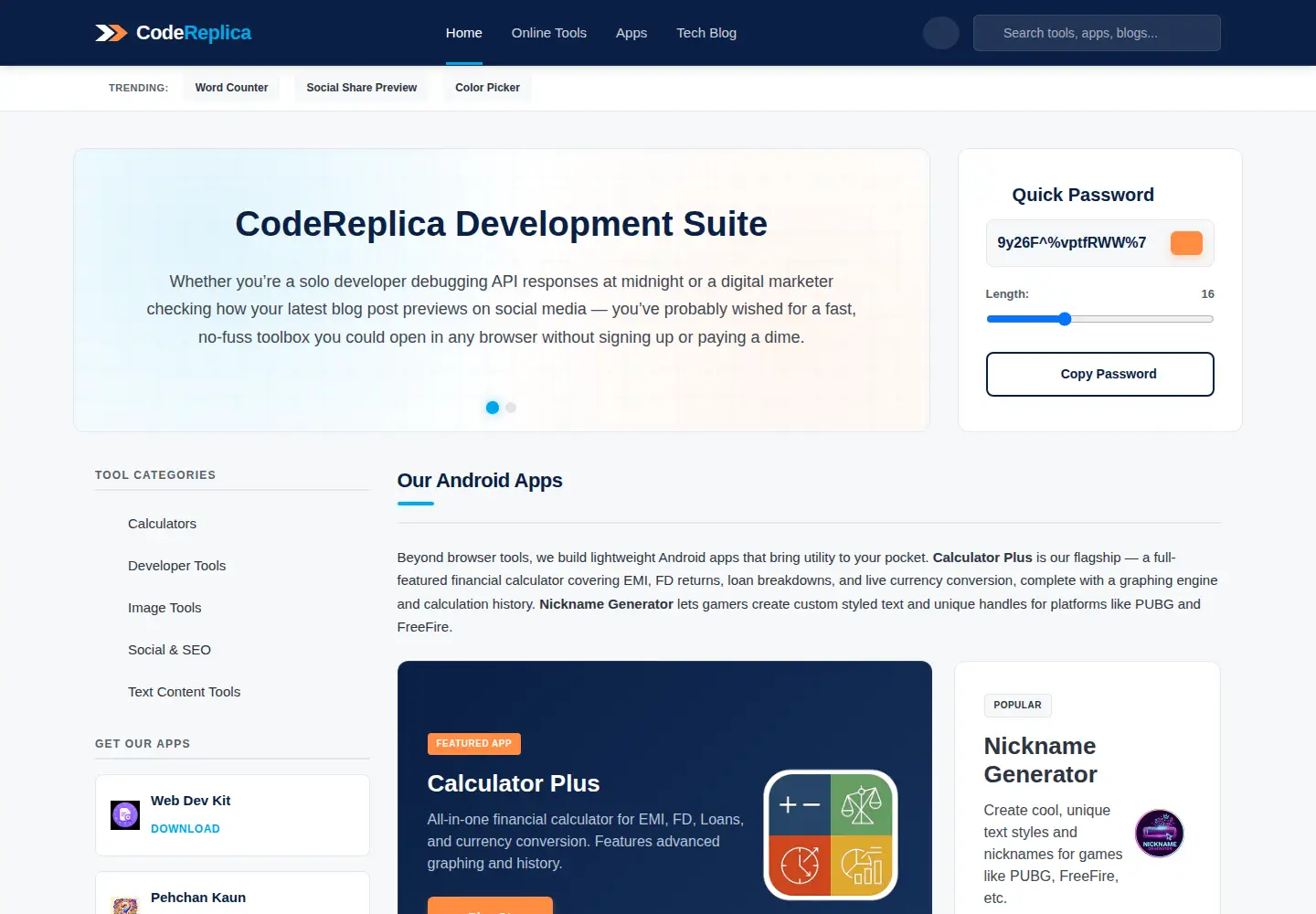 Captured homepage of codereplica.com in the current scan