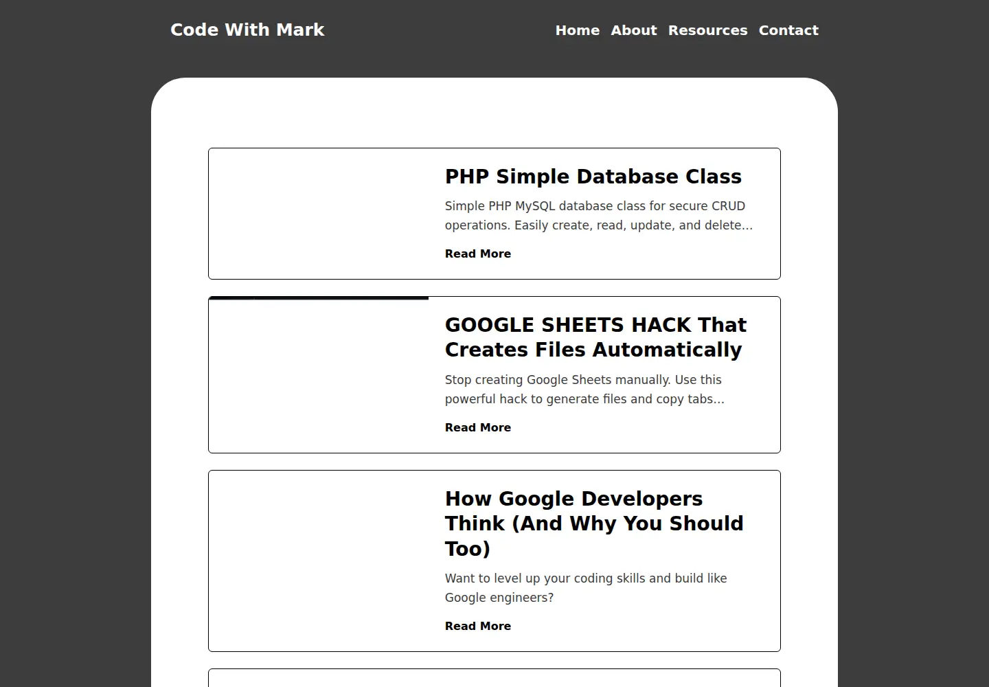 Screenshot of codewithmark.com