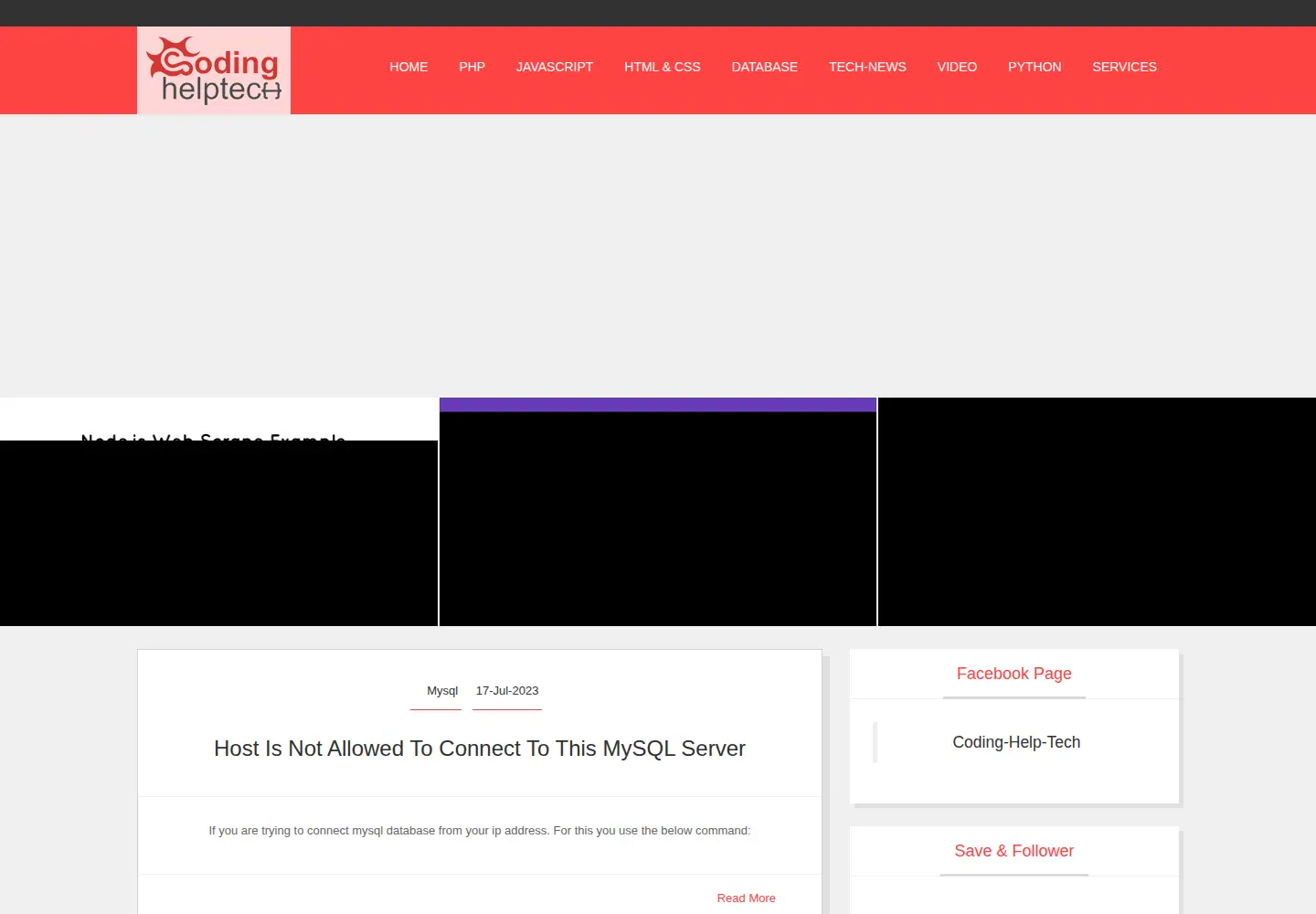 Captured homepage of codinghelptech.com in the current scan
