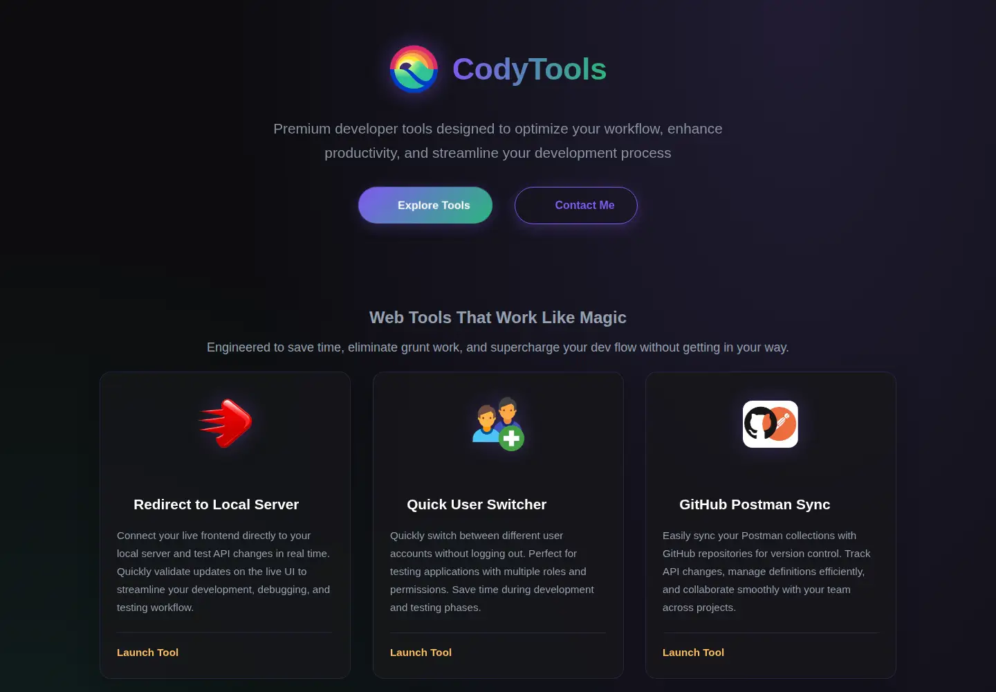 Captured homepage of codytools.com in the current scan