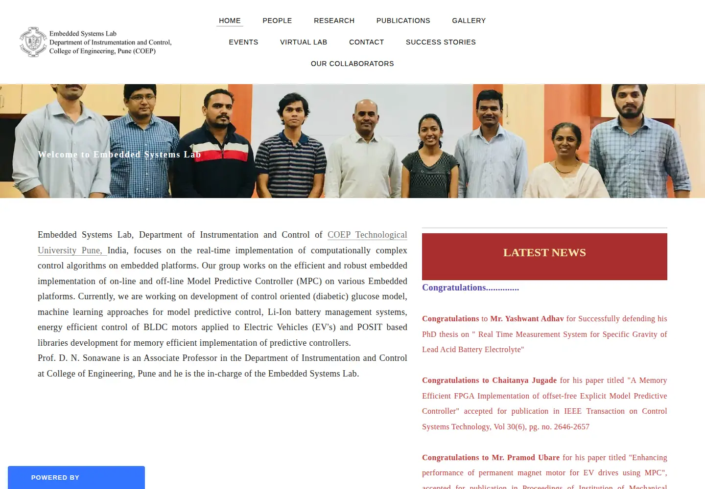 Screenshot of coepembeddedlab.com