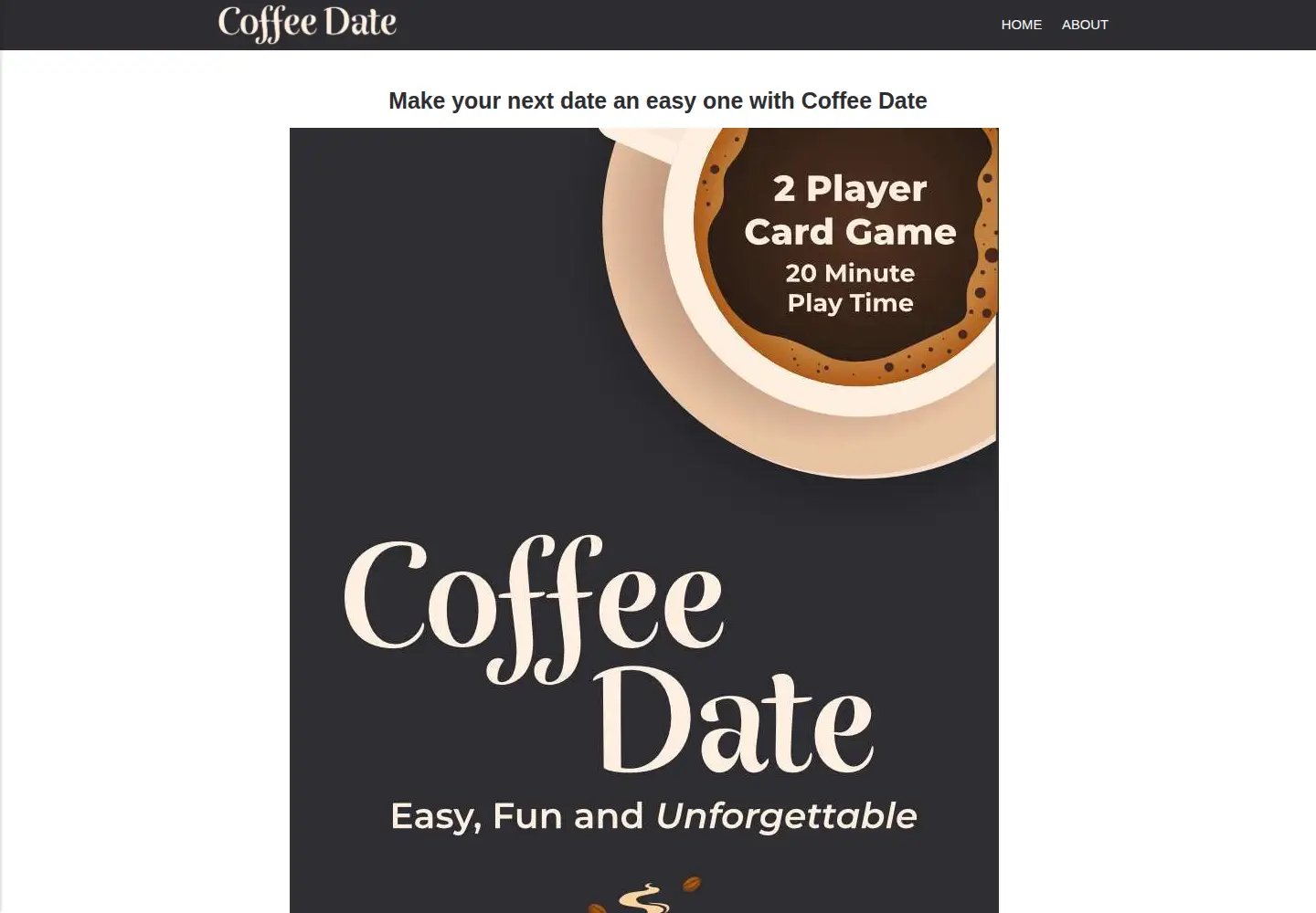 Captured homepage of coffeedatecards.com in the current scan