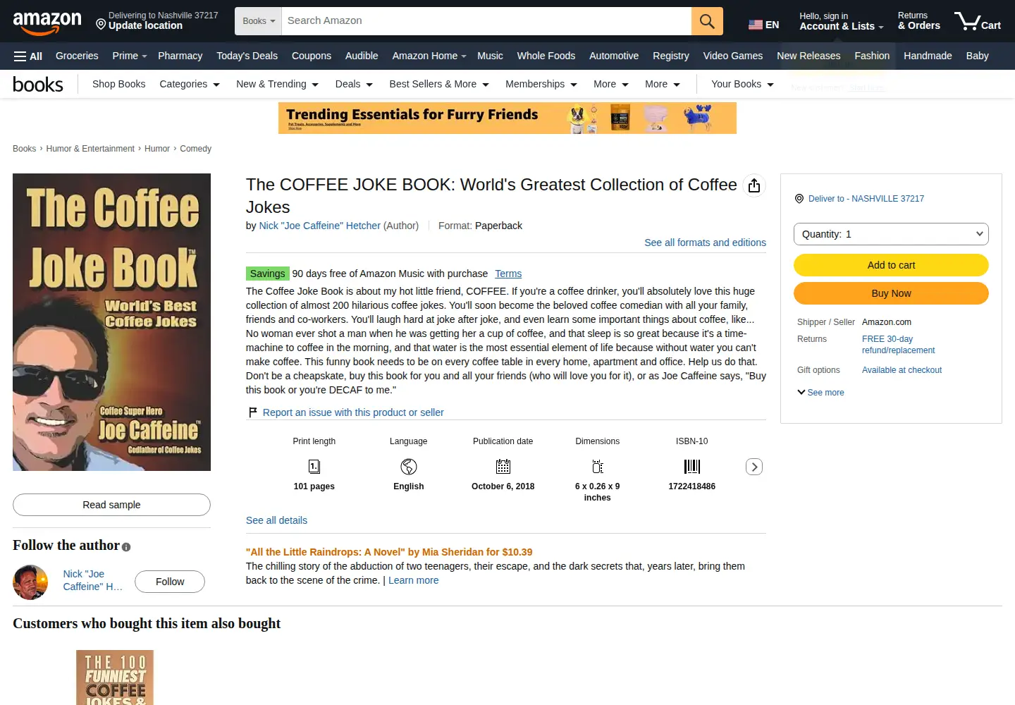 Captured homepage of coffeejokebook.com in the current scan
