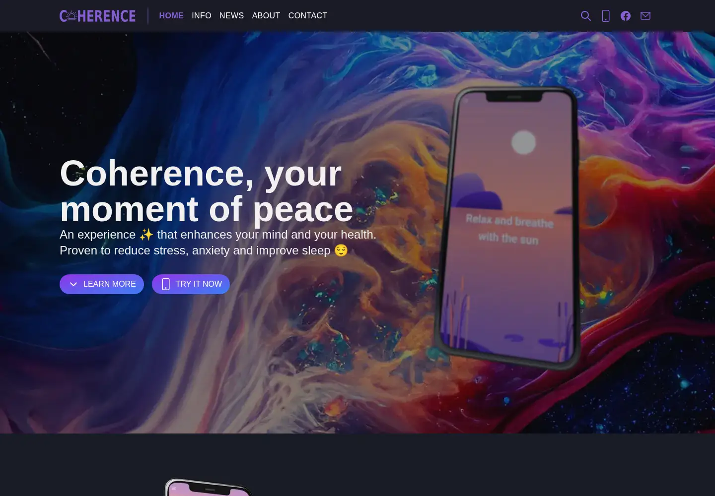 Captured homepage of coherence-app.com in the current scan