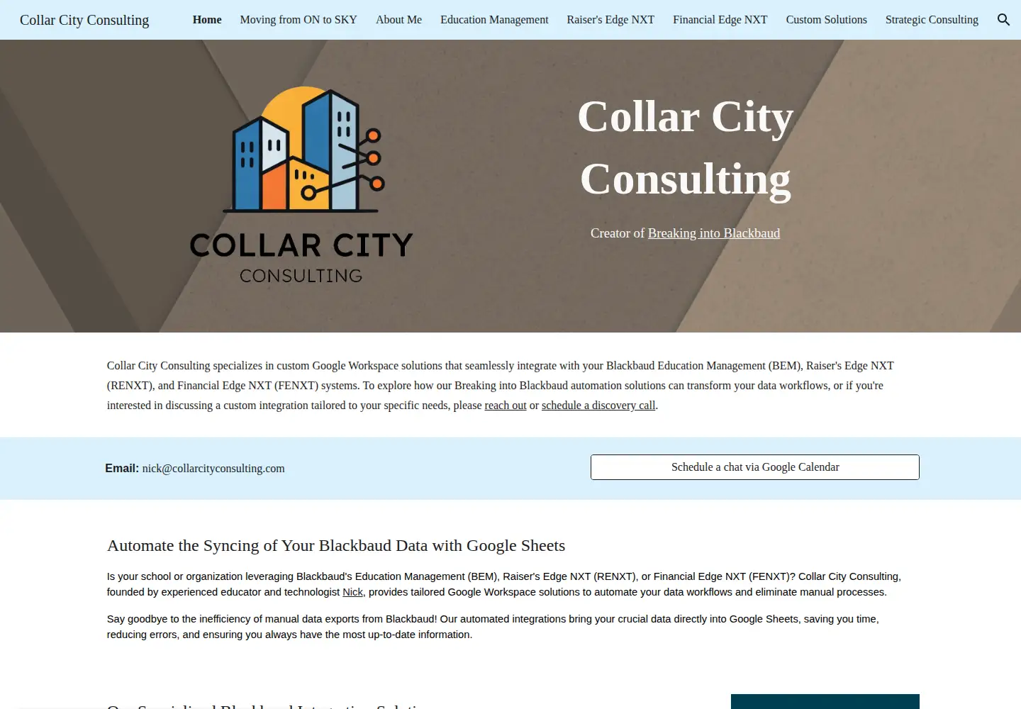 Captured homepage of collarcityconsulting.com in the current scan