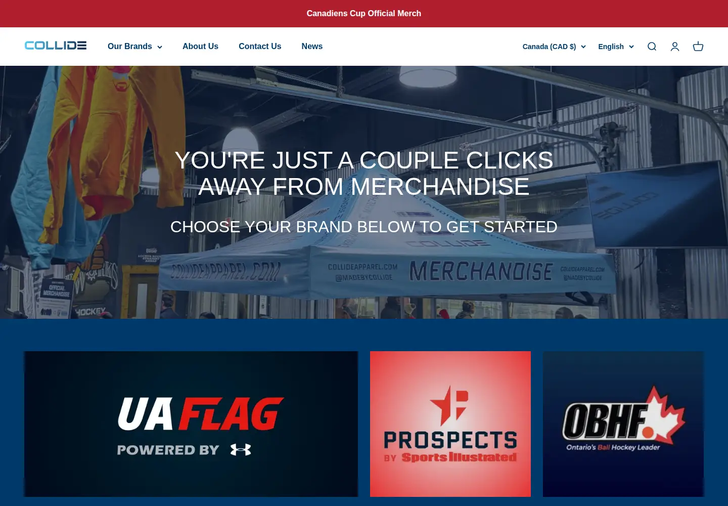 Captured homepage of collideapparel.com in the current scan
