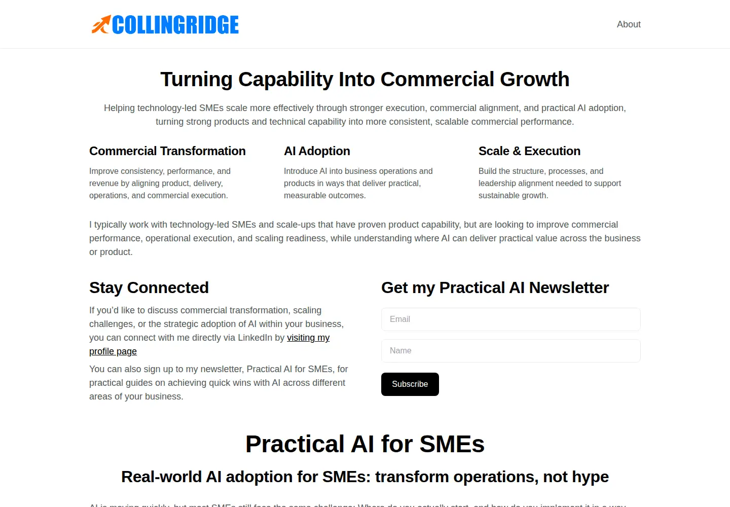 Screenshot of collingridge.com