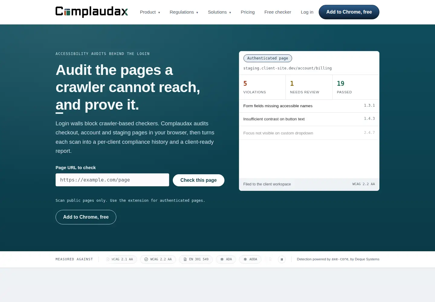 Captured homepage of complaudax.com in the current scan