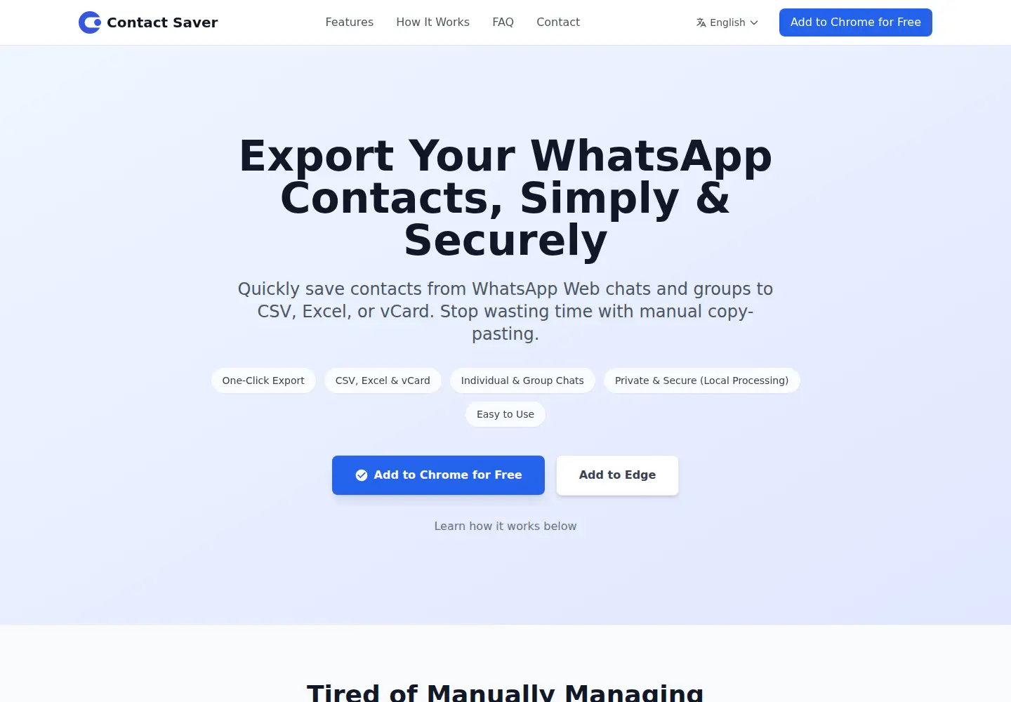 Screenshot of contact-saver.com