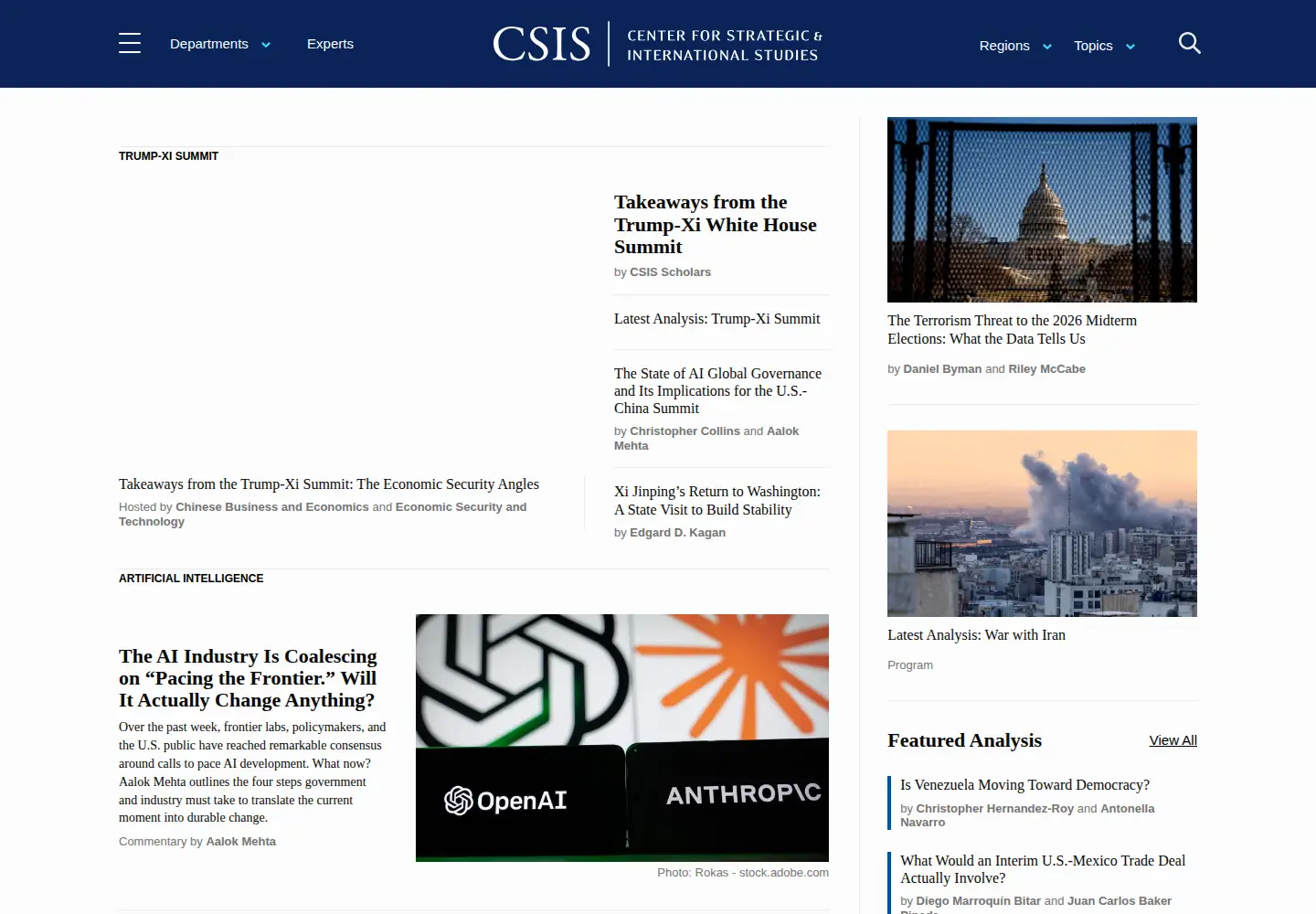 Screenshot of csis.org