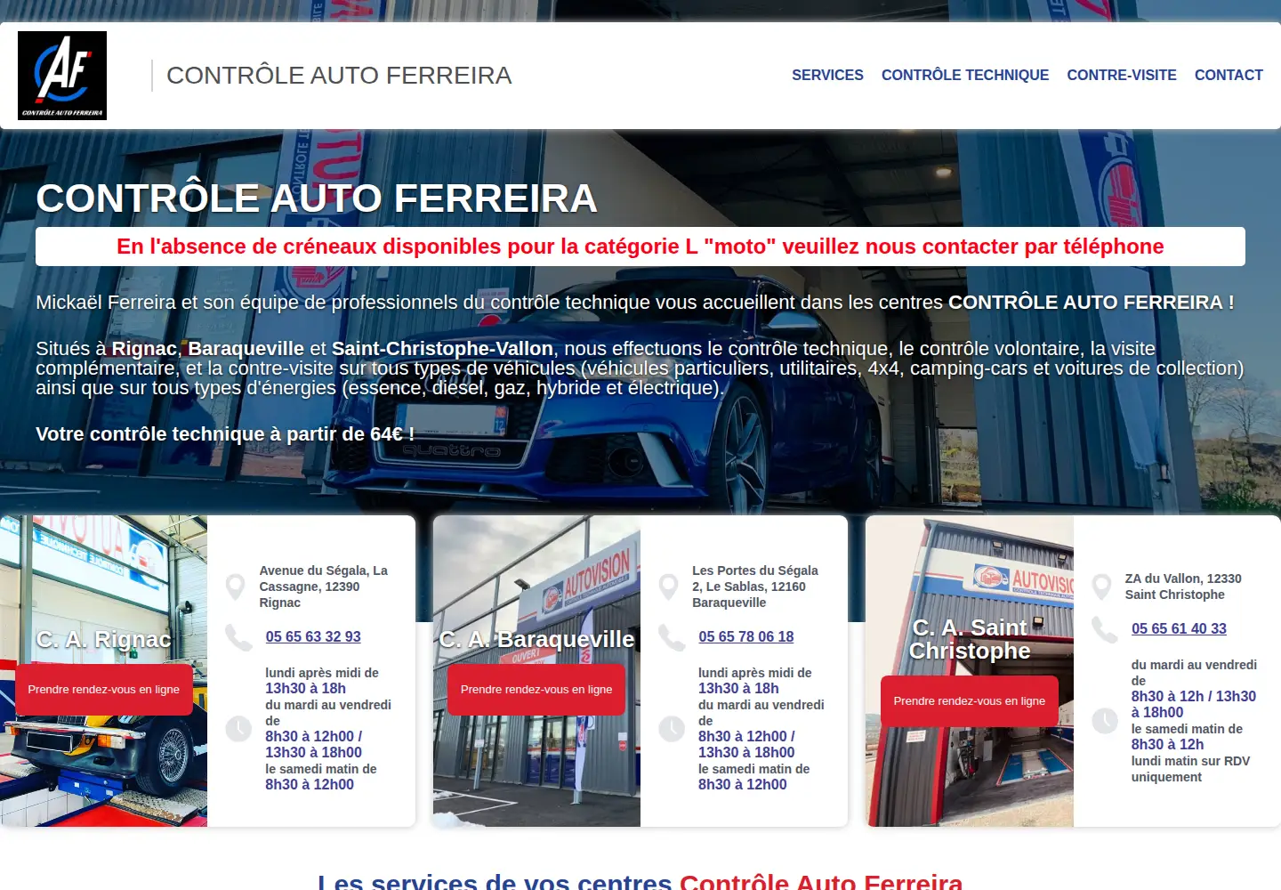 Captured homepage of controleautoferreira.com in the current scan