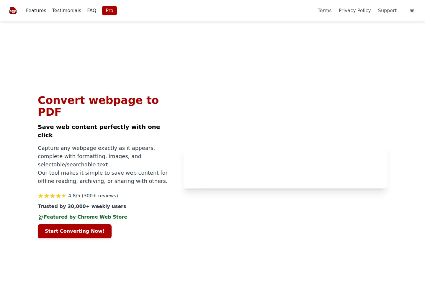Screenshot of convert-webpage-to-pdf.com