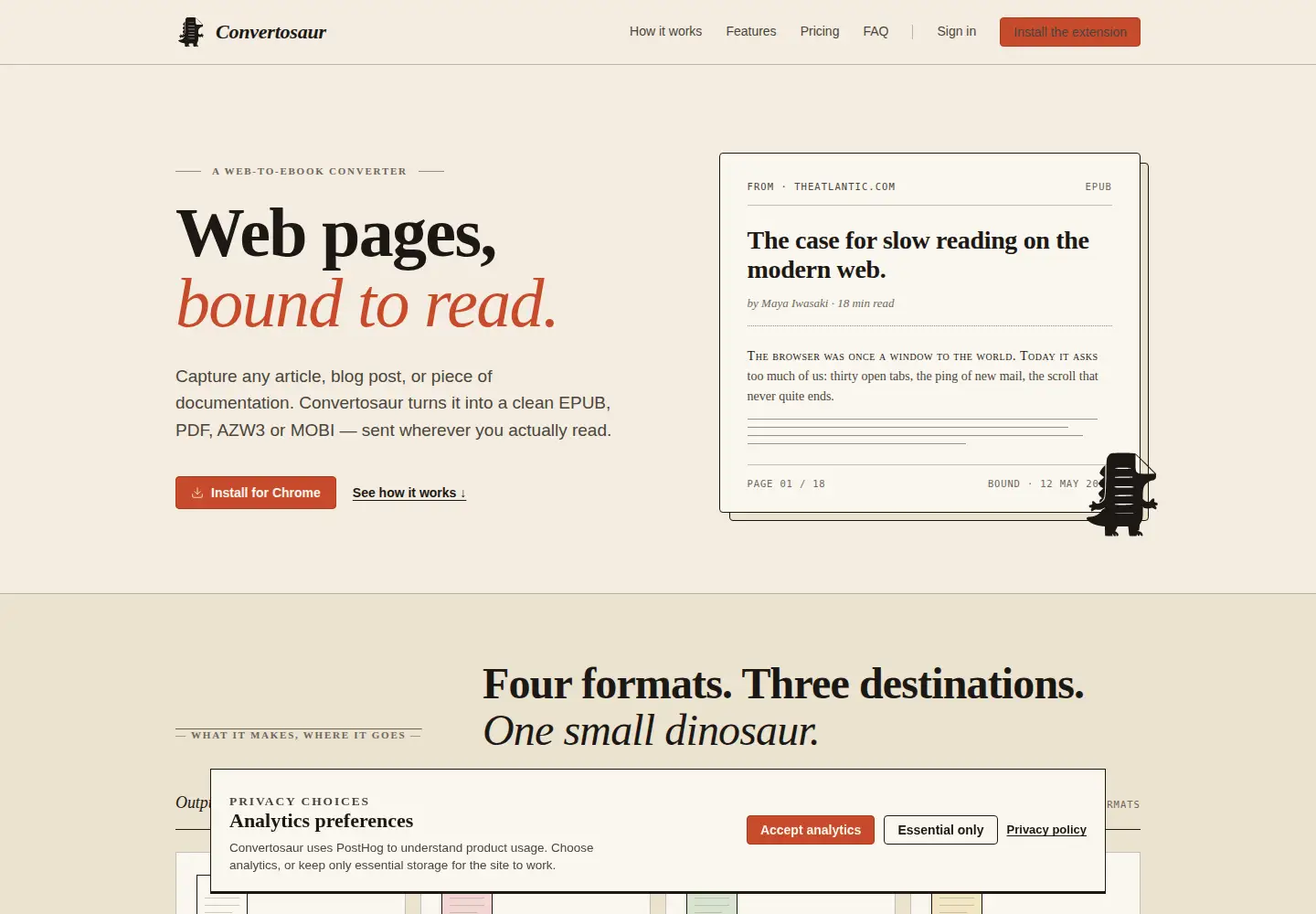 Screenshot of convertosaur.com