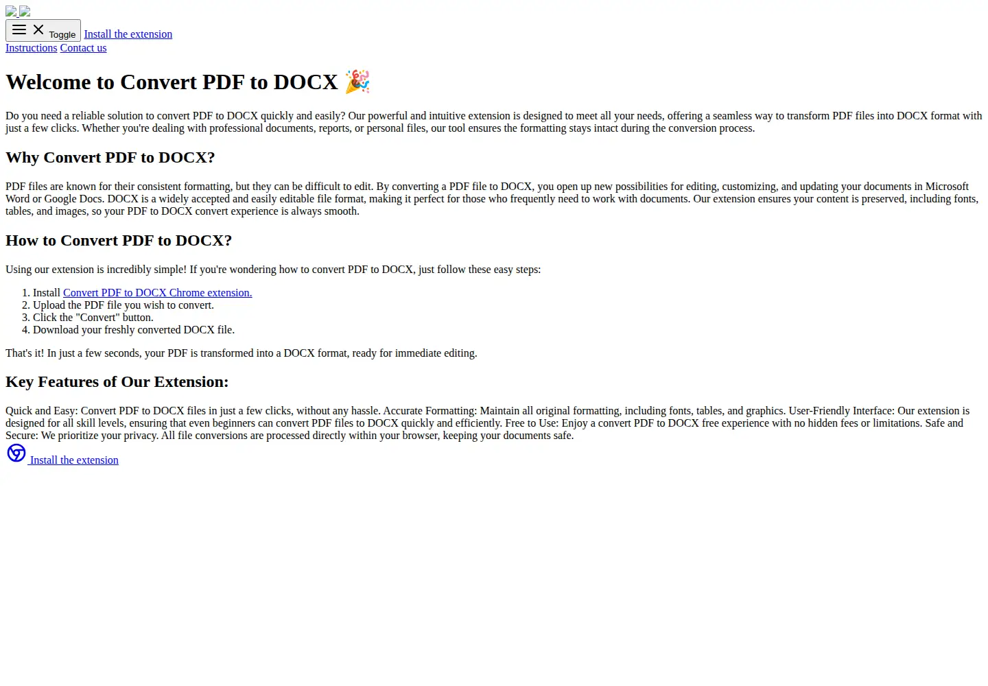 Screenshot of convertpdftodocx.com