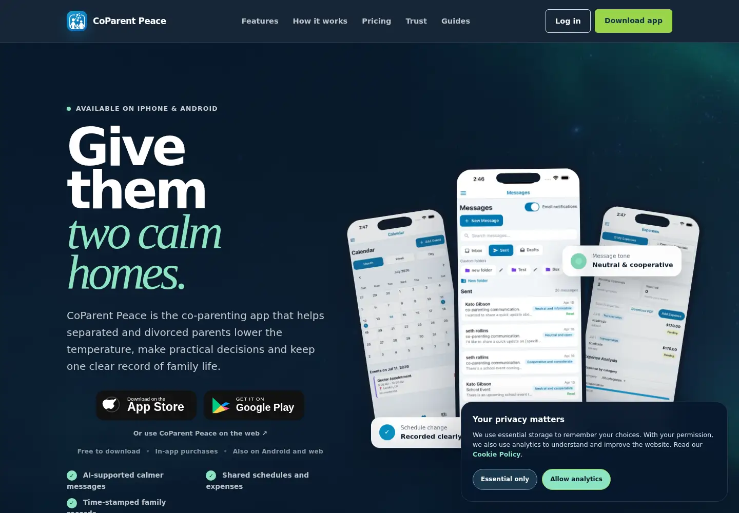 Screenshot of coparentpeace.com
