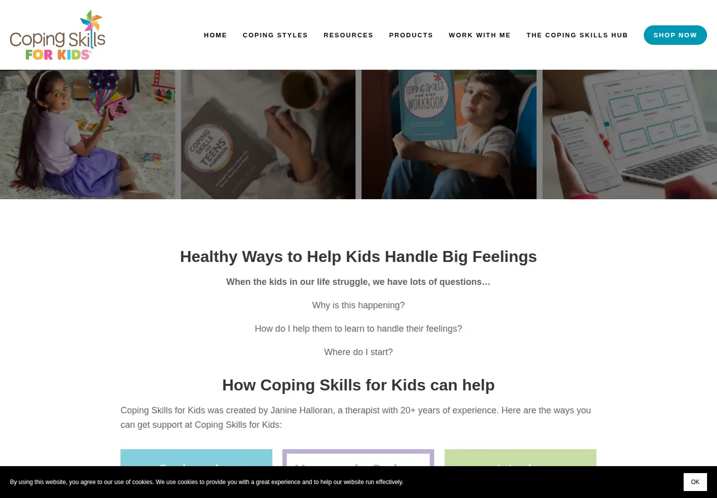 Captured homepage of copingkids.com in the current scan