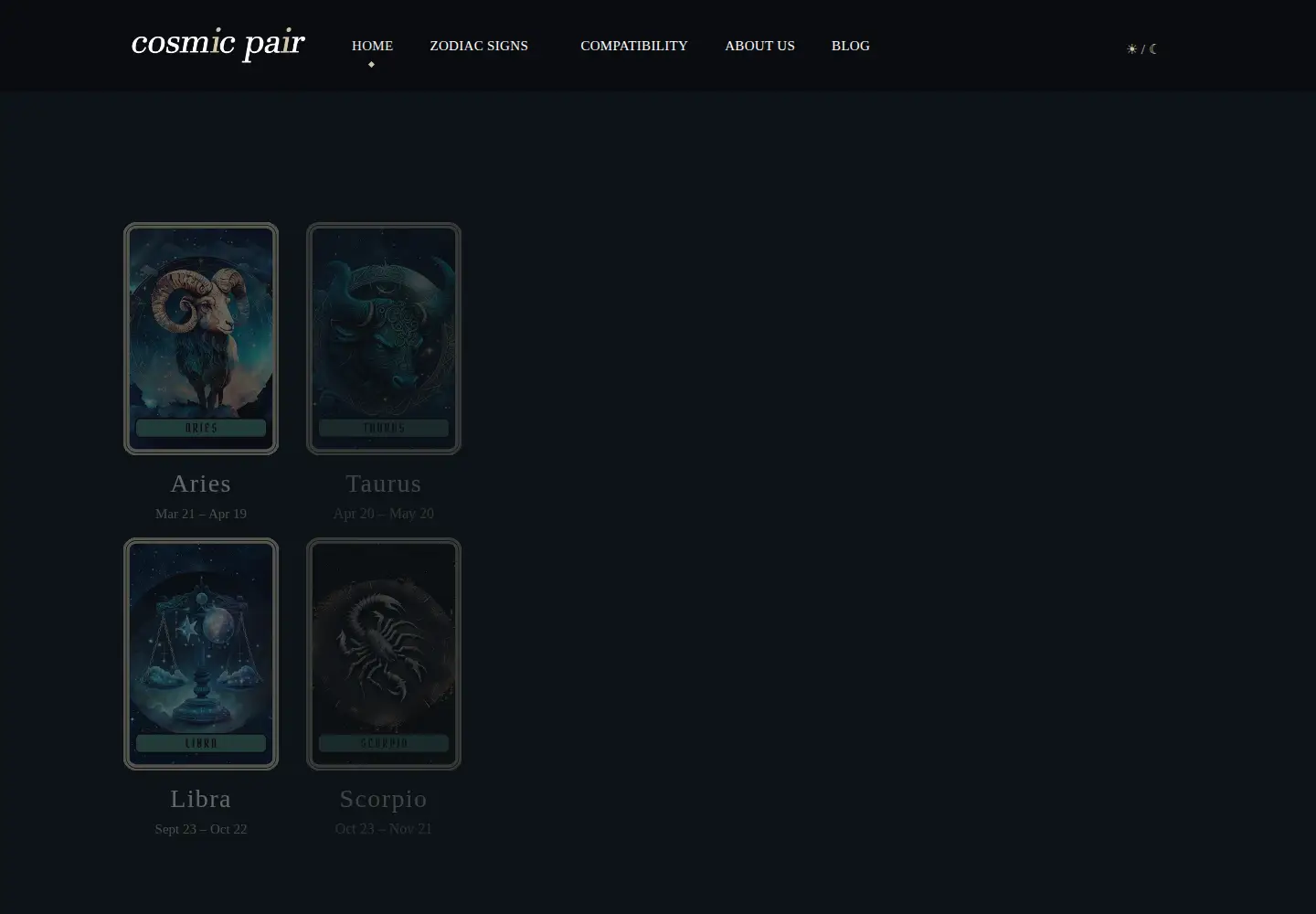 Screenshot of cosmicpair.com
