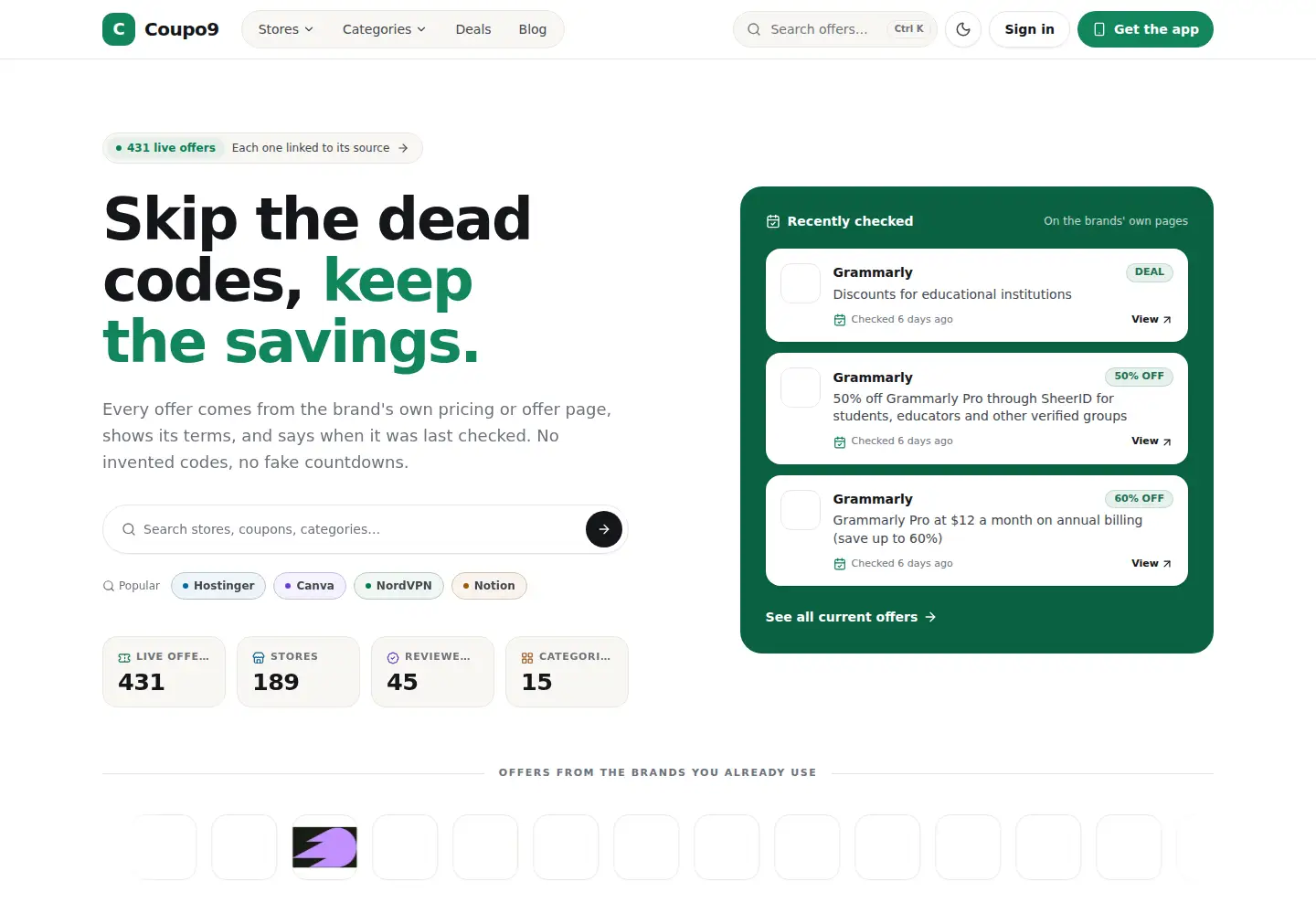 Screenshot of coupo9.com