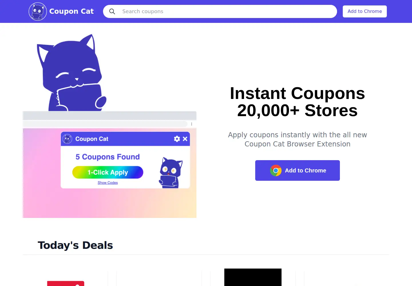 Captured homepage of coupon-cat.com in the current scan