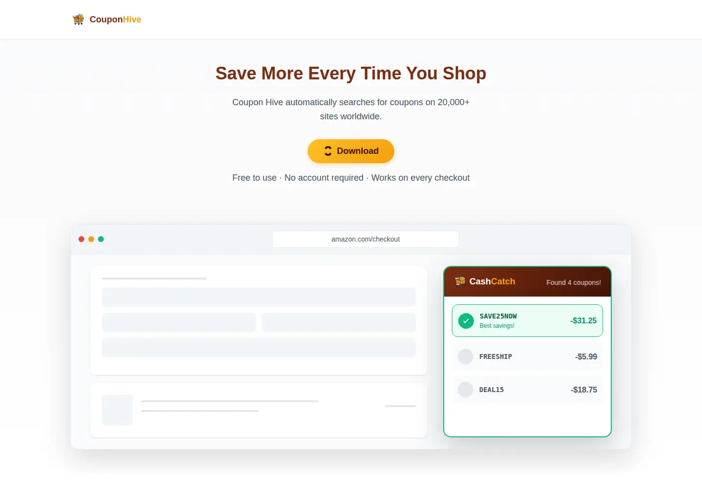Captured homepage of coupon-hive.com in the current scan