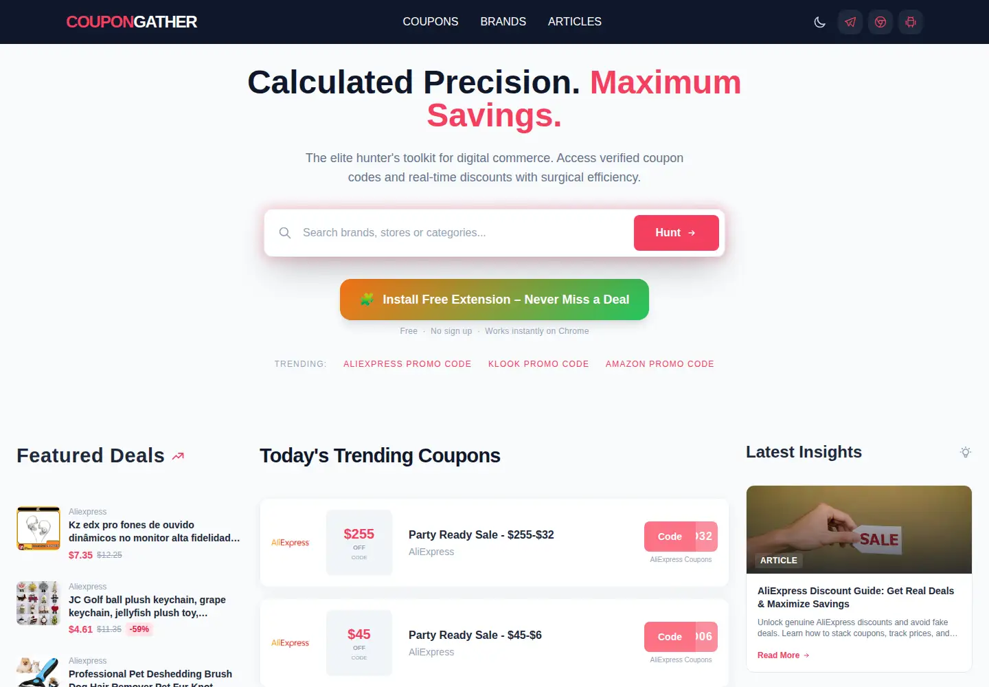 Screenshot of coupongather.com