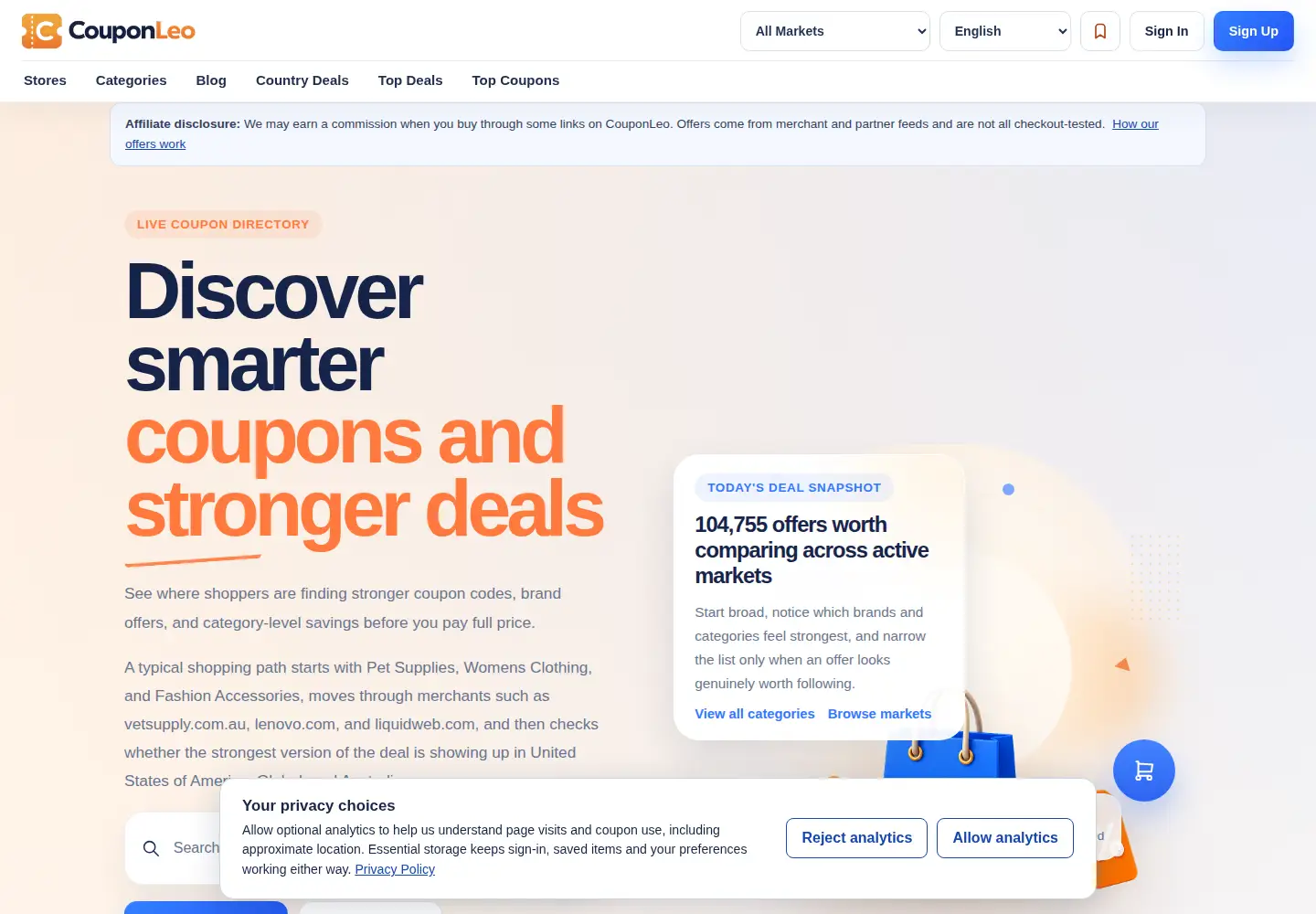 Screenshot of couponleo.com