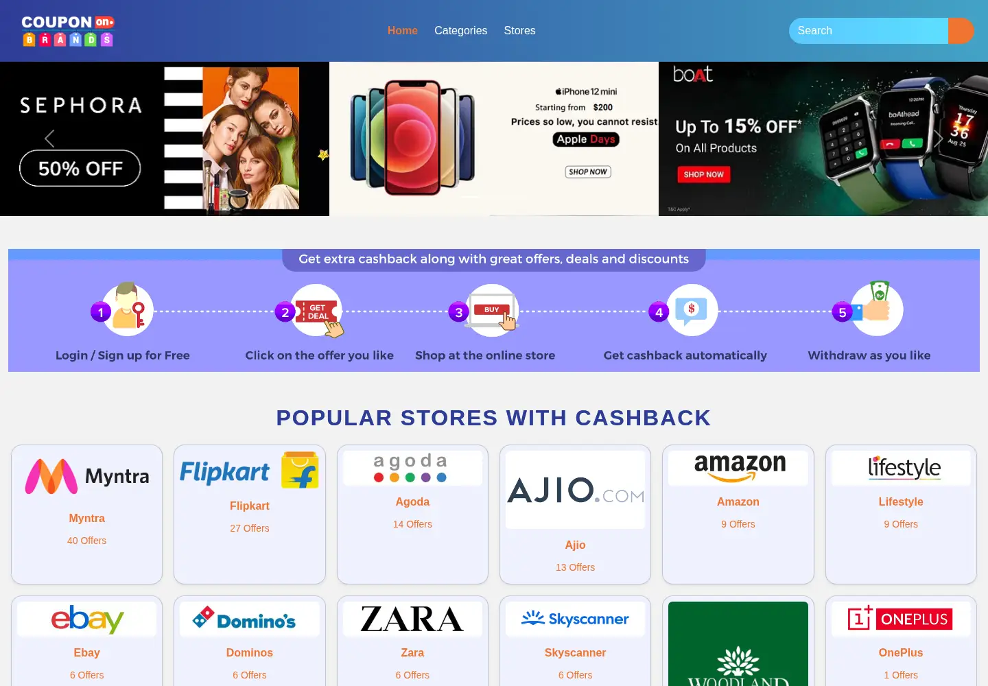 Captured homepage of coupononbrands.com in the current scan