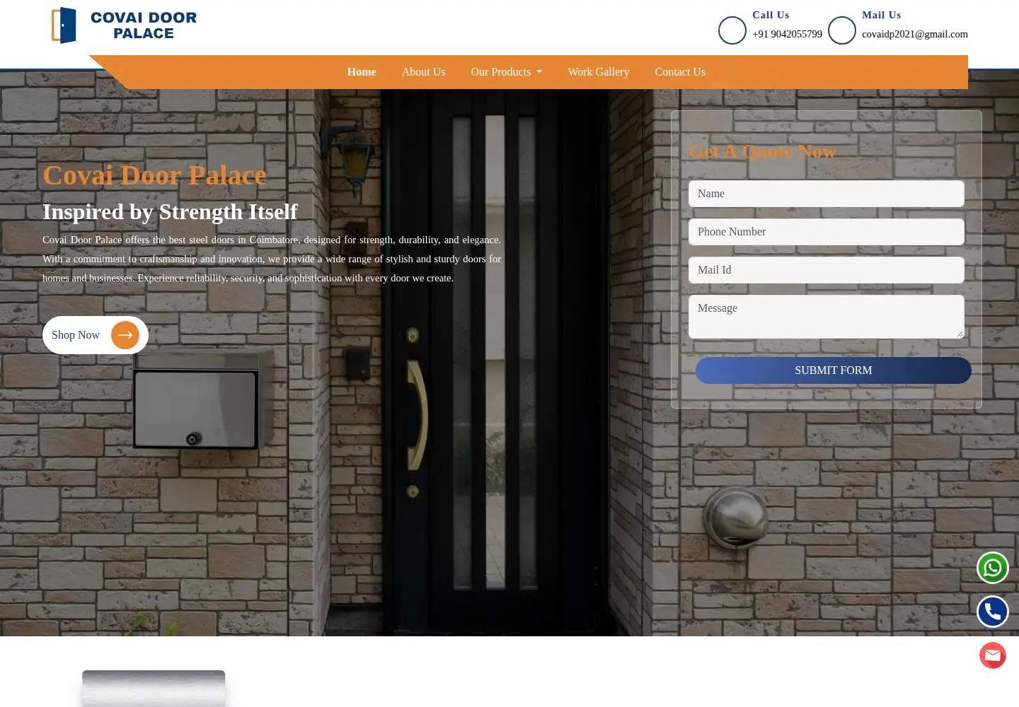 Screenshot of covaidoorpalace.com