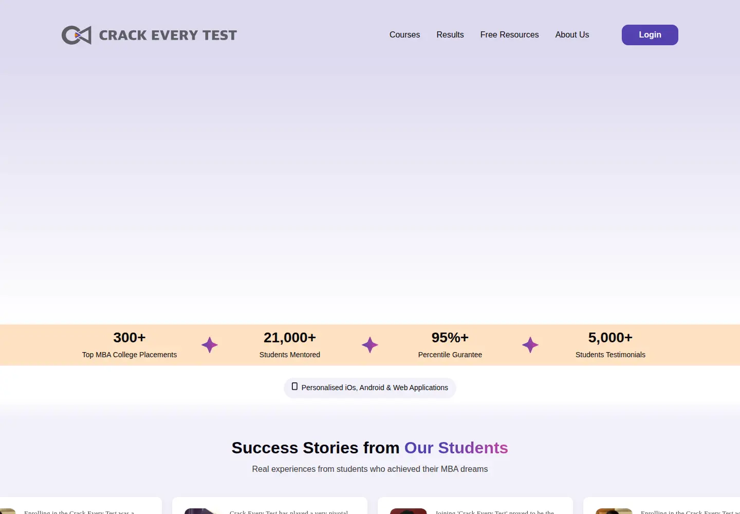 Captured homepage of crackeverytest.com in the current scan
