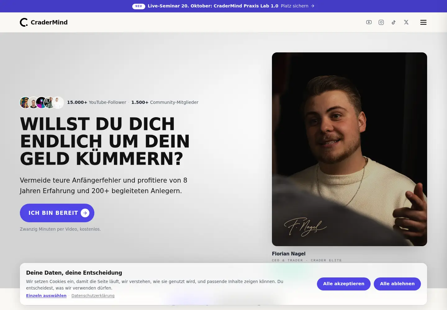 Screenshot of cradermind.com