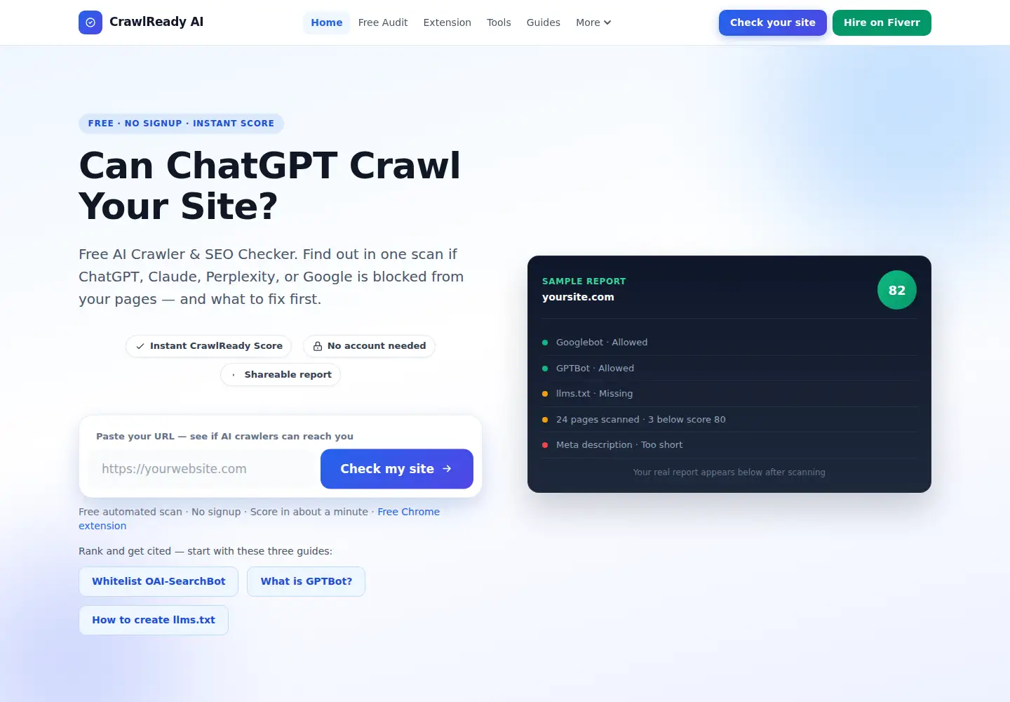 Screenshot of crawlreadyai.com