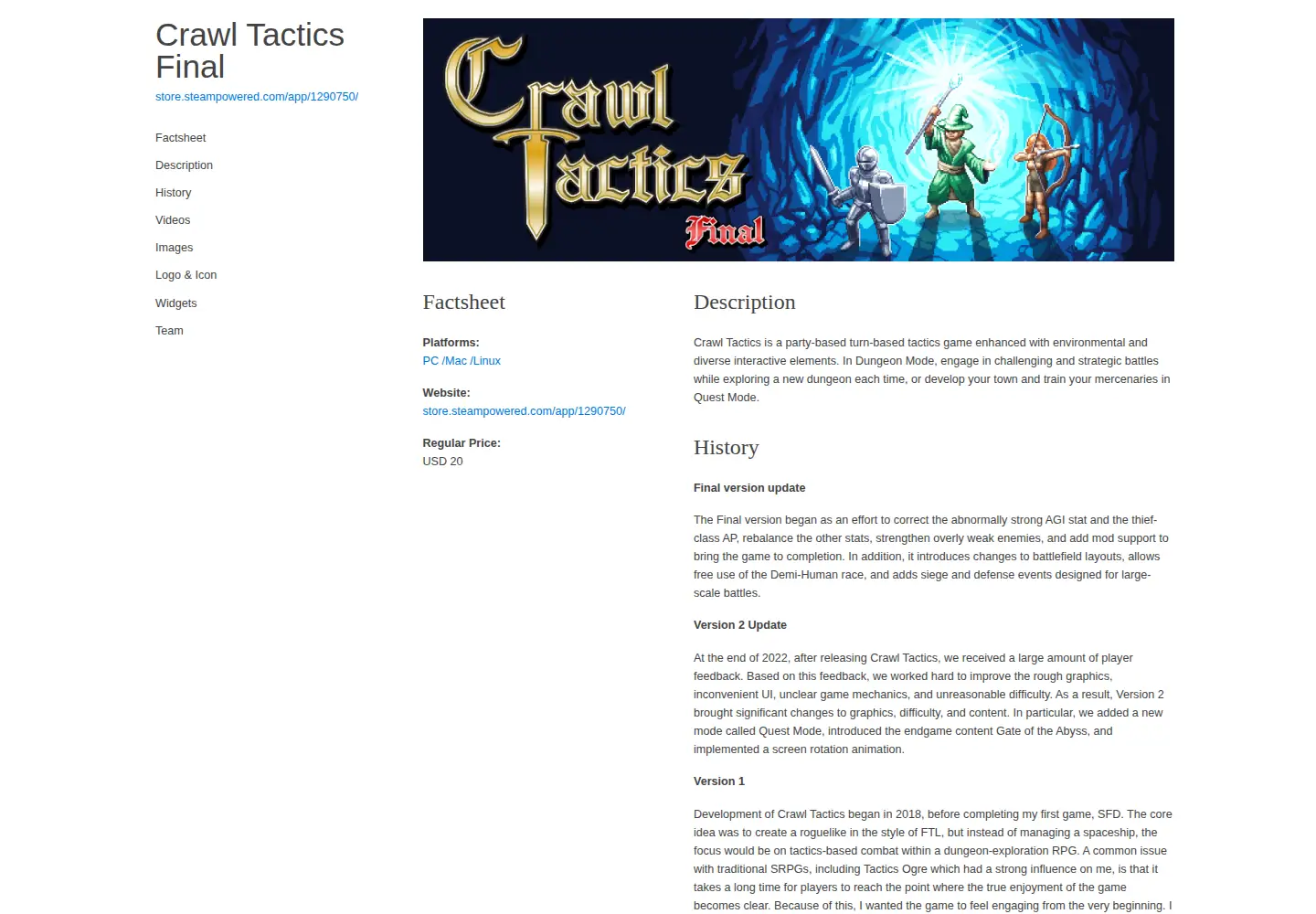 Captured homepage of crawltactics.com in the current scan