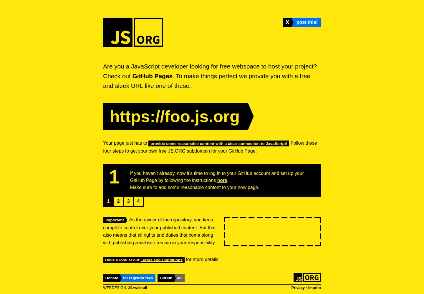Screenshot of js.org