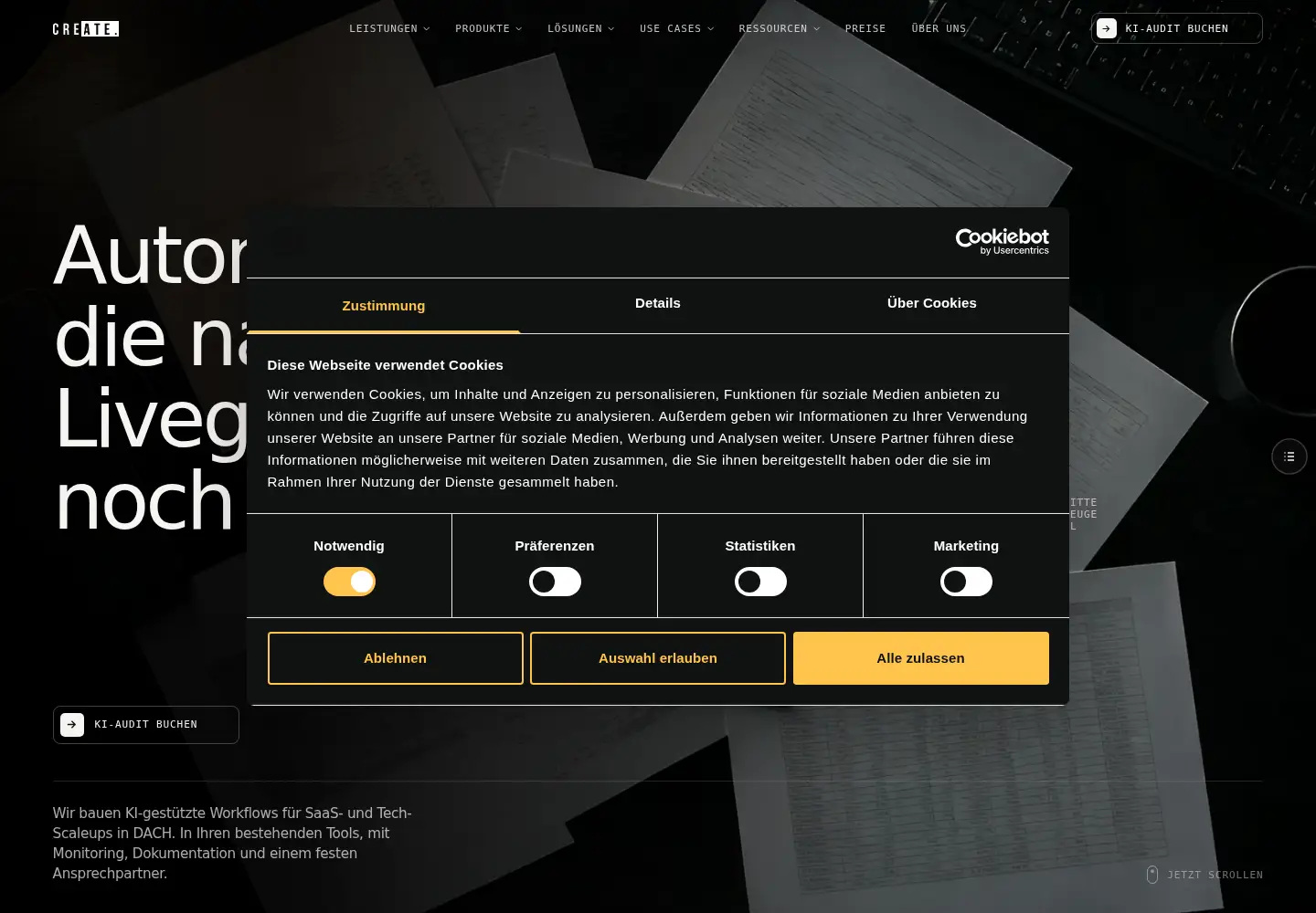 Captured homepage of create-dot.com in the current scan