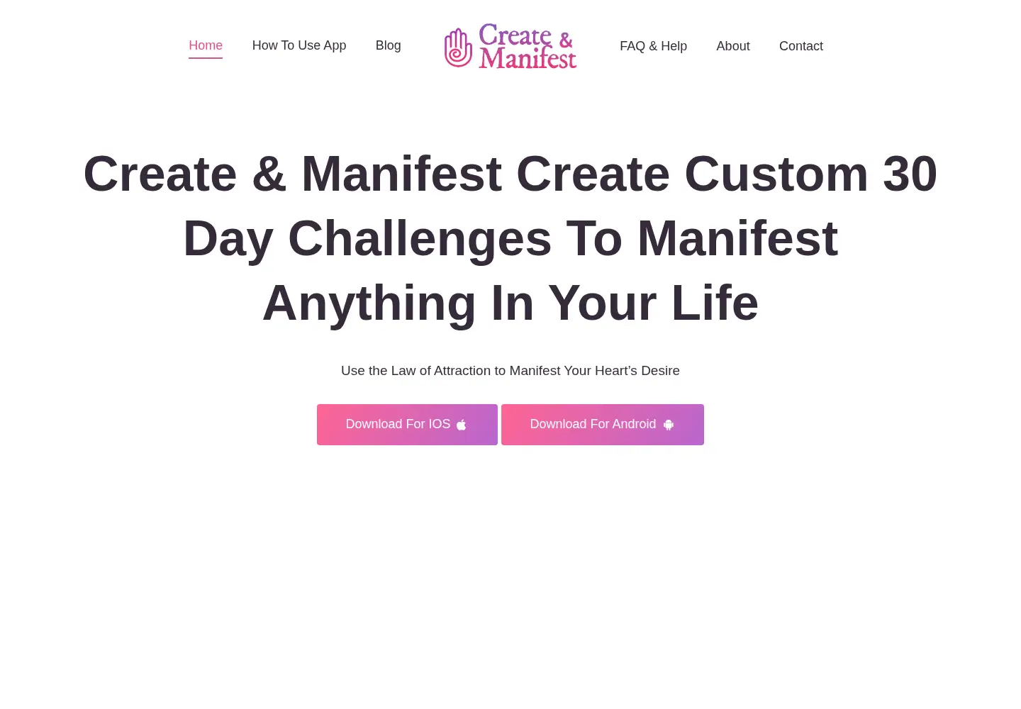 Captured homepage of createandmanifest.com in the current scan