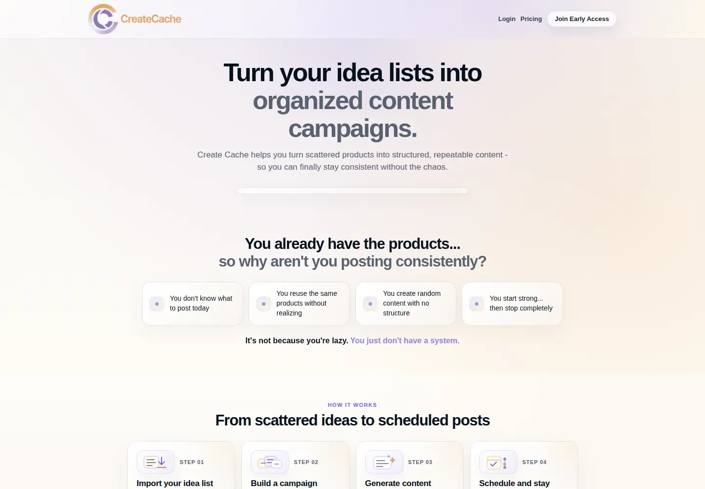 Screenshot of createcache.com