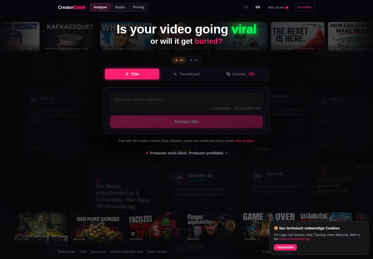 Captured homepage of creatorcrack.com in the current scan