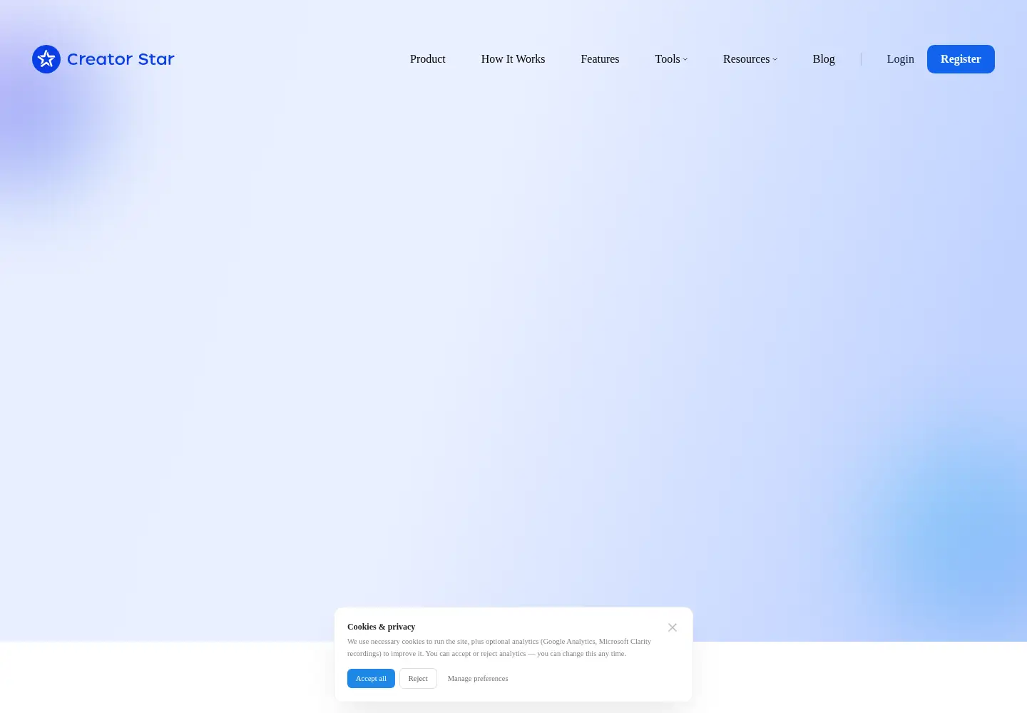 Screenshot of creatorstar.com