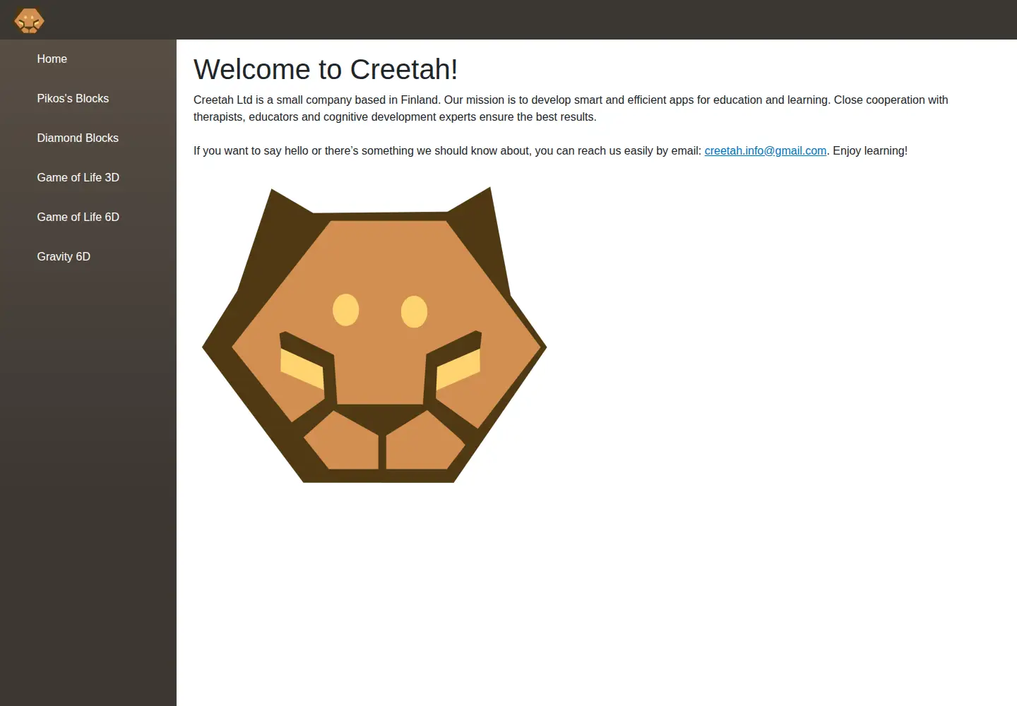 Captured homepage of creetah.com in the current scan