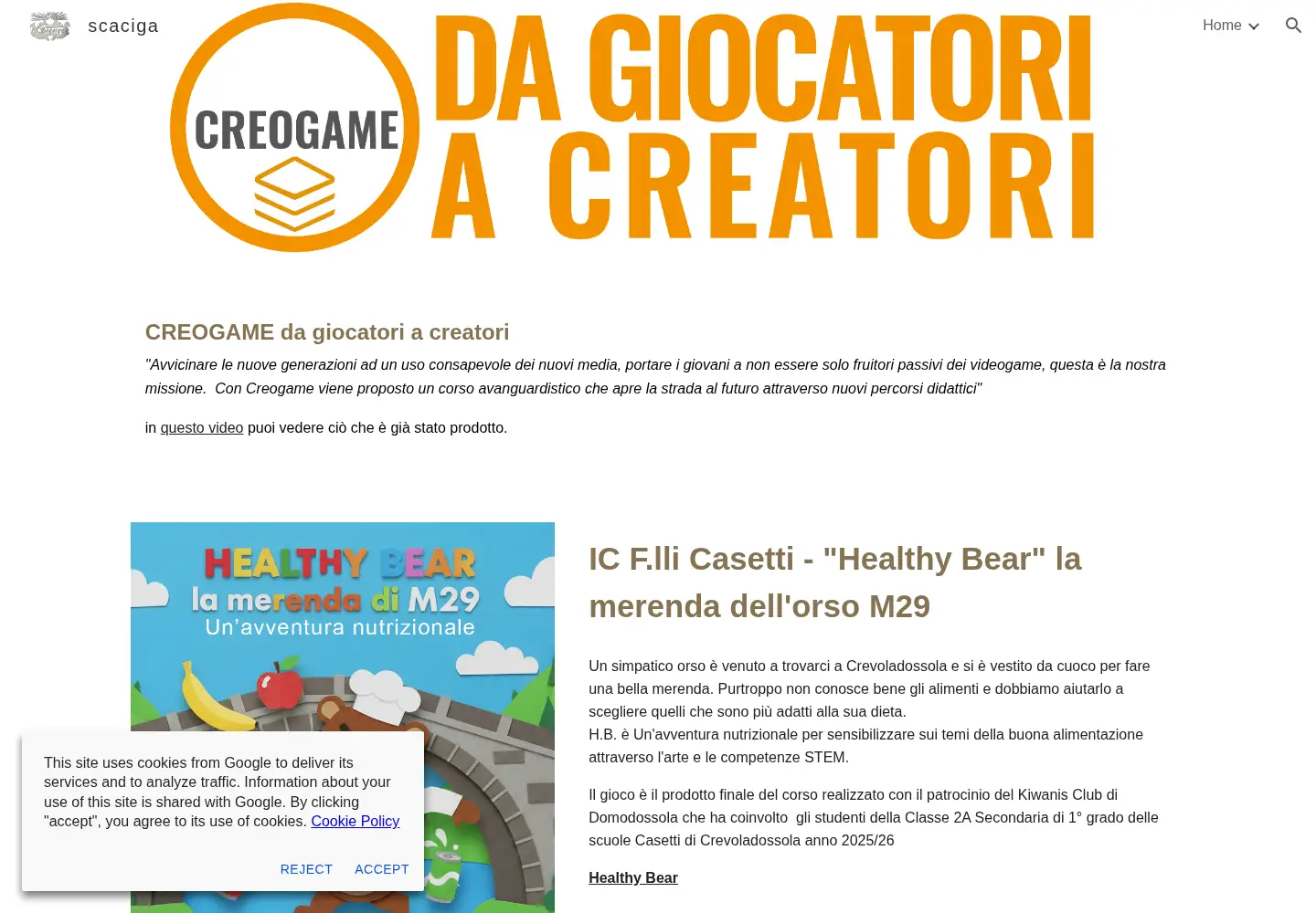 Captured homepage of creogame.com in the current scan