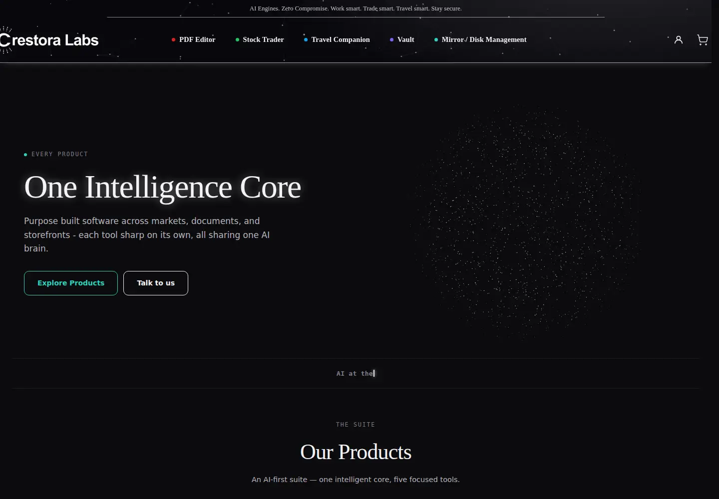 Captured homepage of crestoralabs.com in the current scan