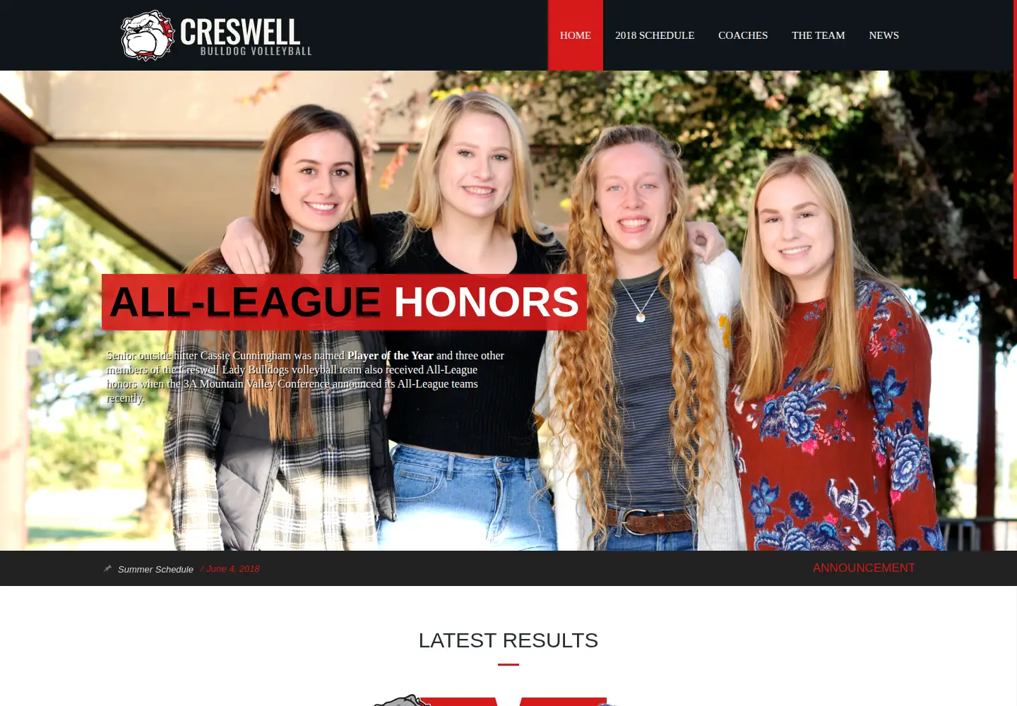 Captured homepage of creswellvolleyball.com in the current scan