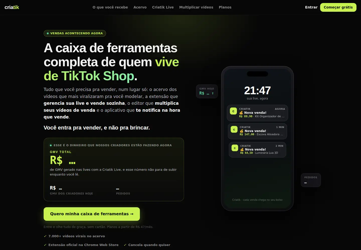 Captured homepage of criatik.com in the current scan