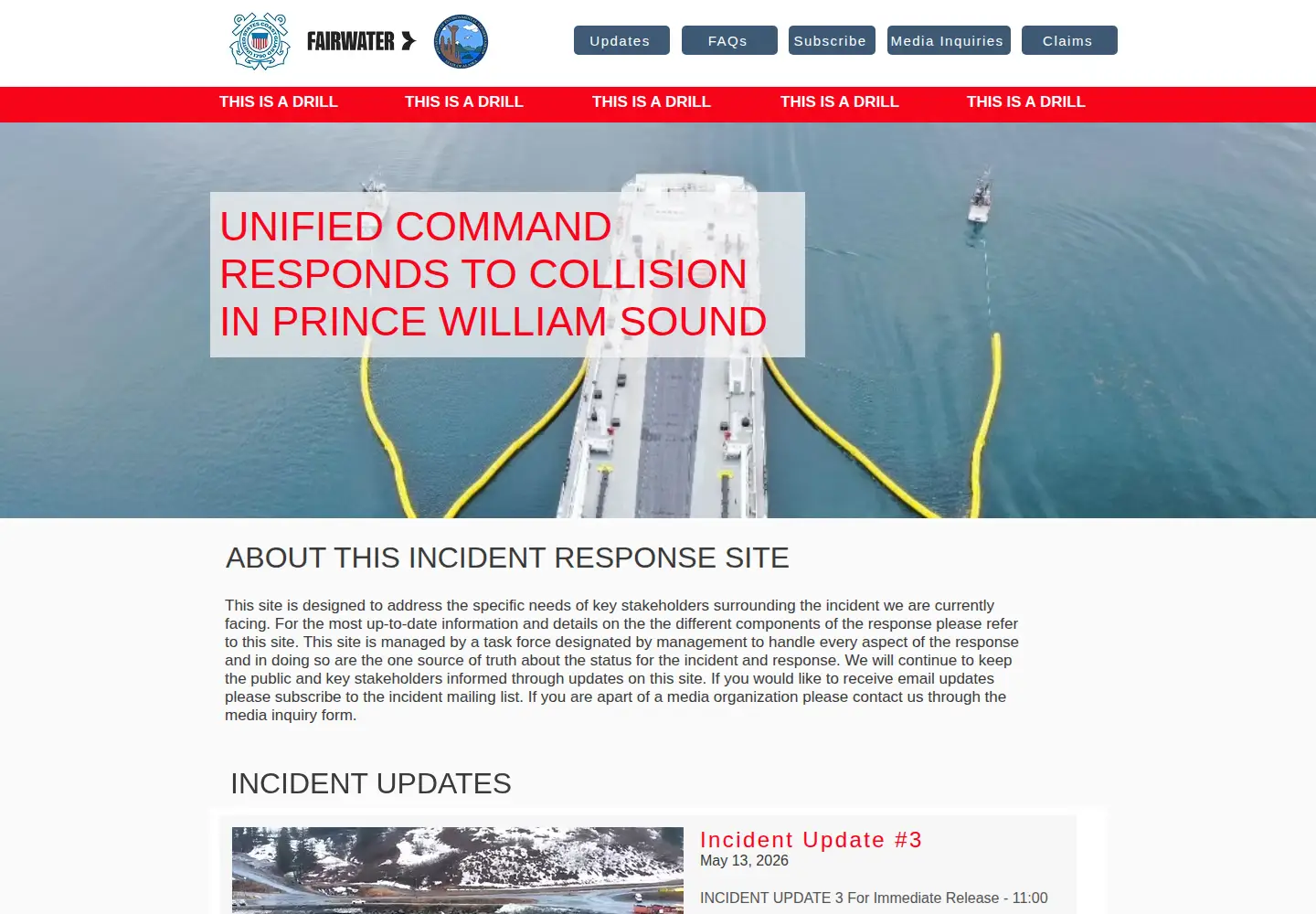 Captured homepage of crisispigeondemo.com in the current scan