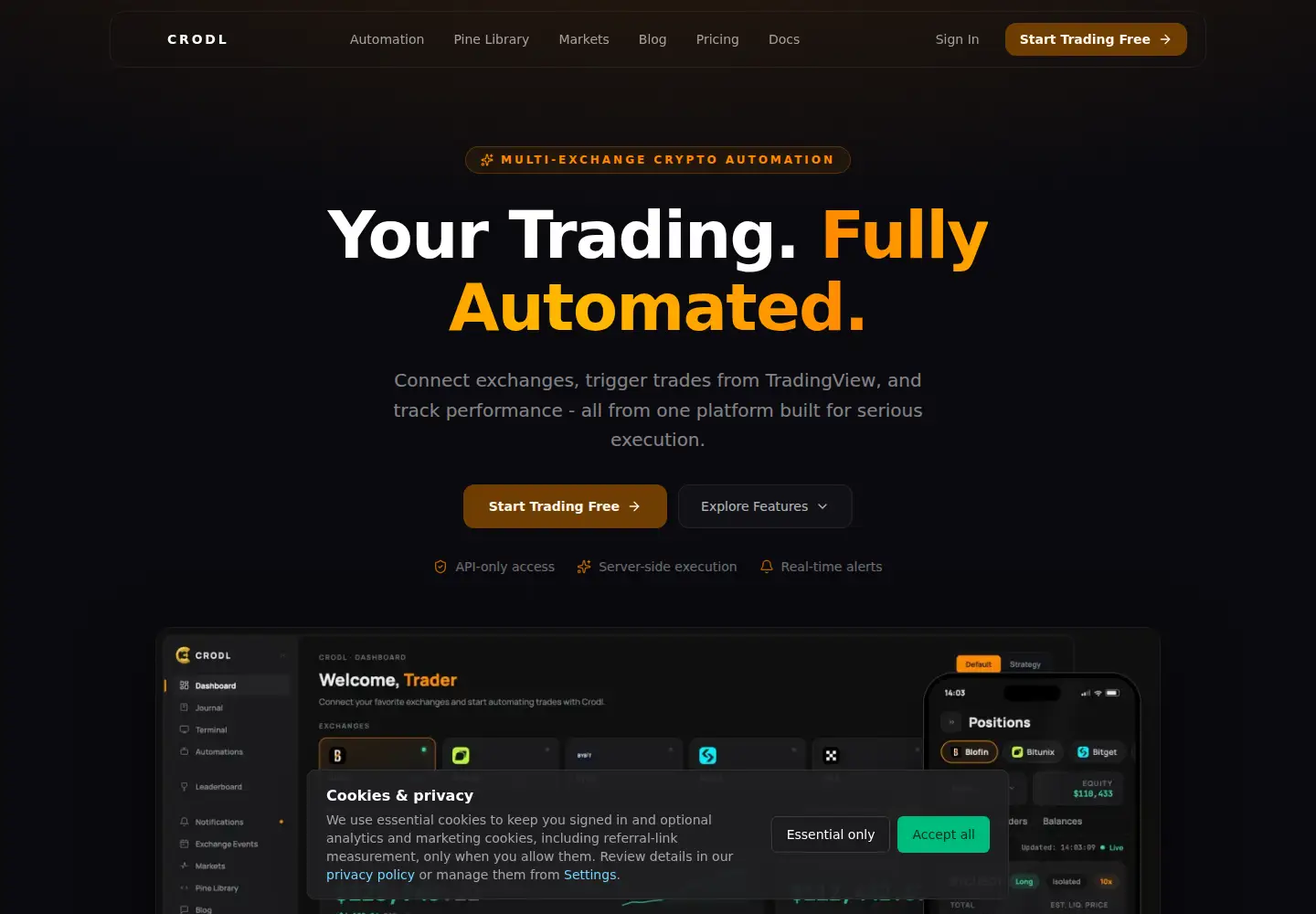 Captured homepage of crodl.com in the current scan