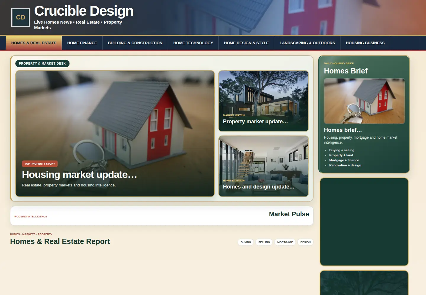 Captured homepage of crucibledesign.com in the current scan