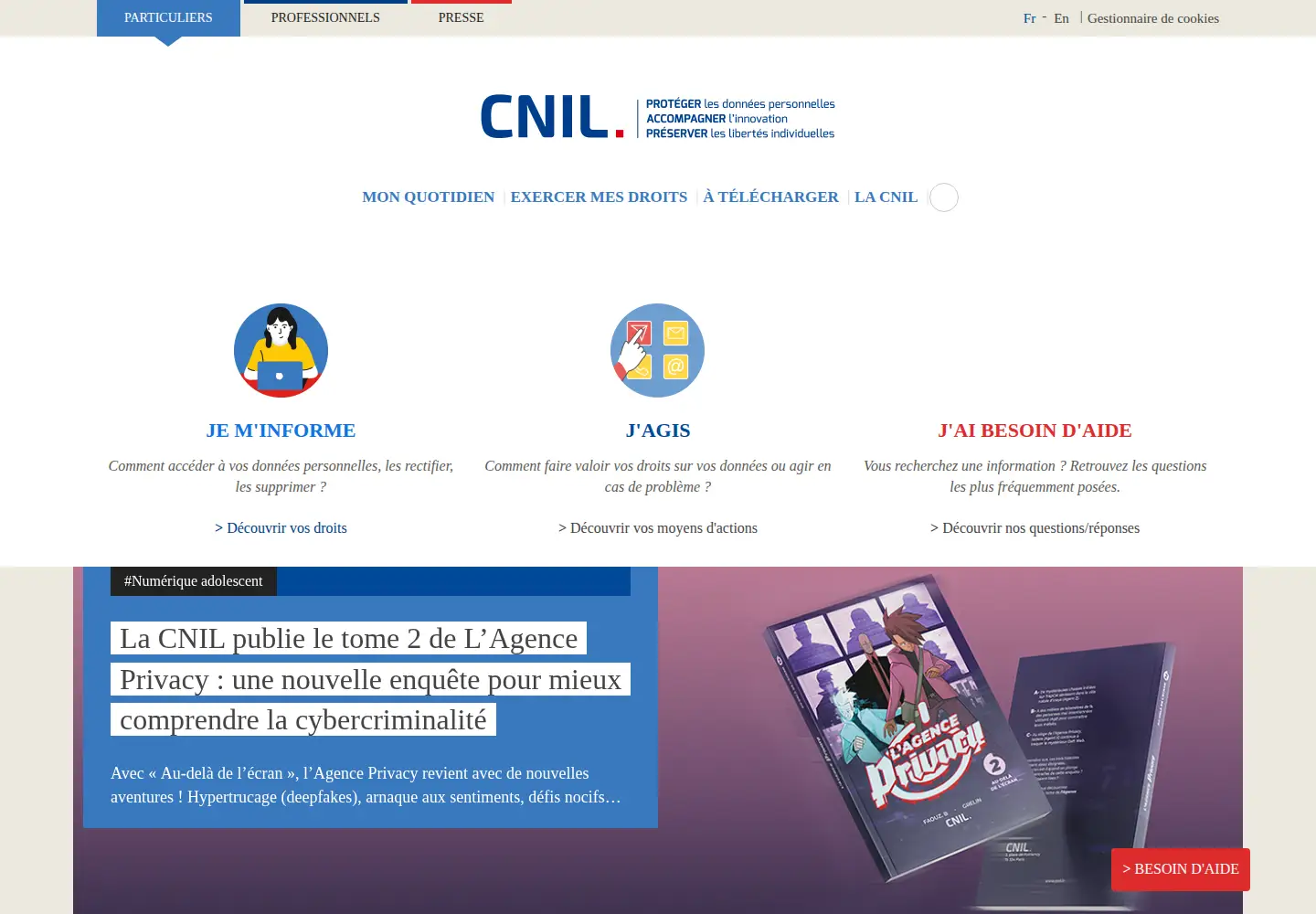 Screenshot of cnil.fr