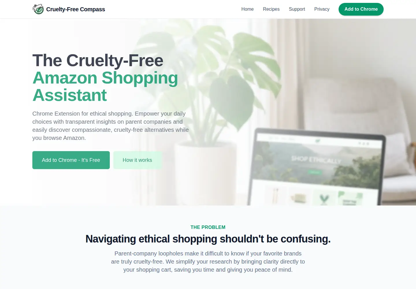Captured homepage of crueltyfreecompass.com in the current scan