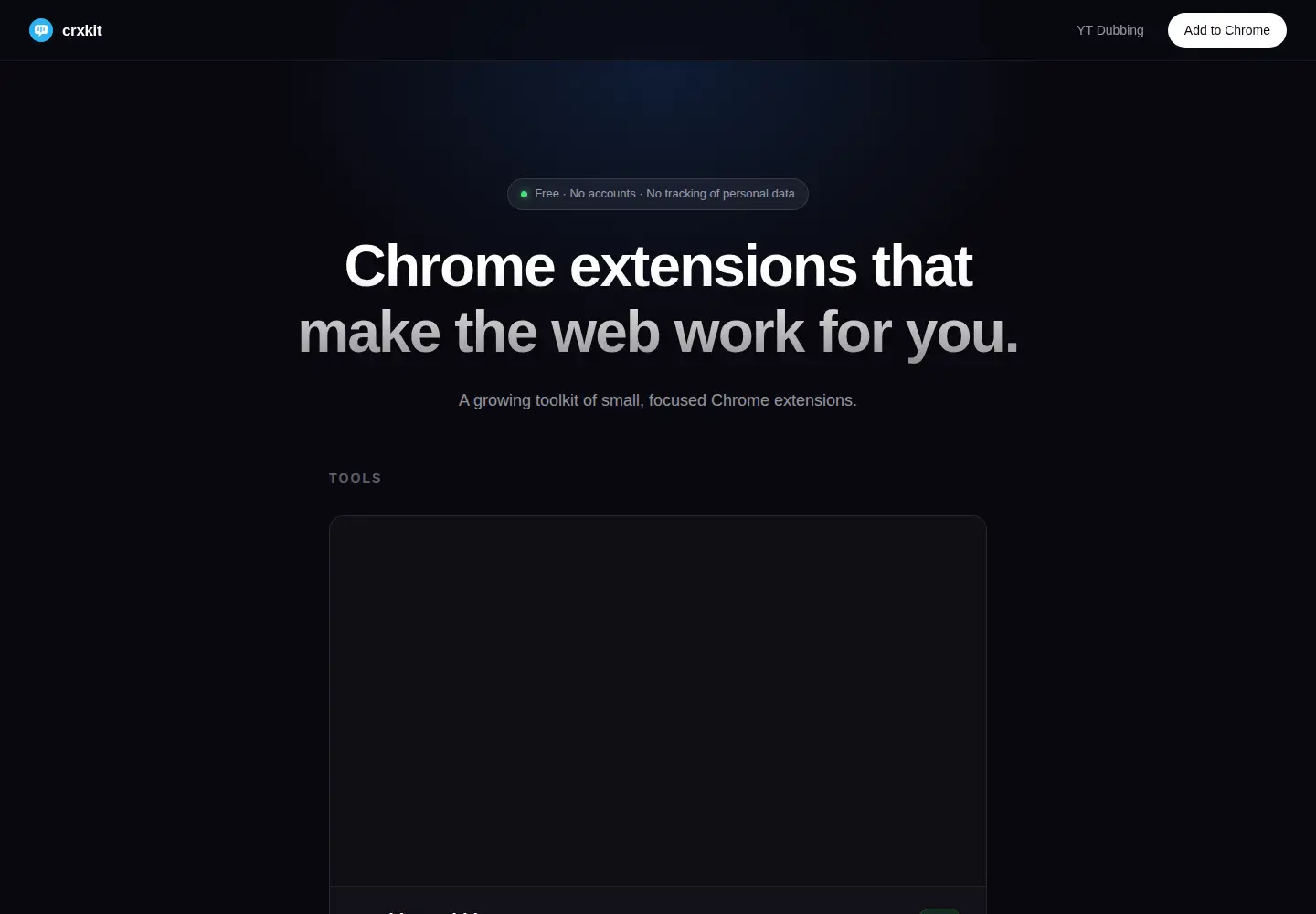 Captured homepage of crxkit.com in the current scan