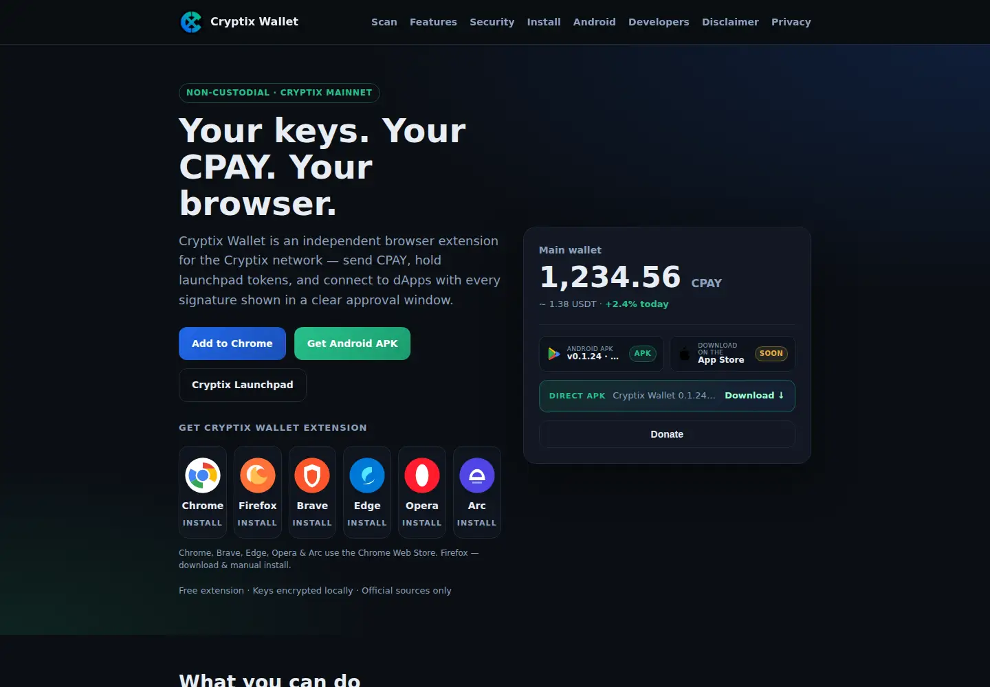 Screenshot of cryptixwallet.com